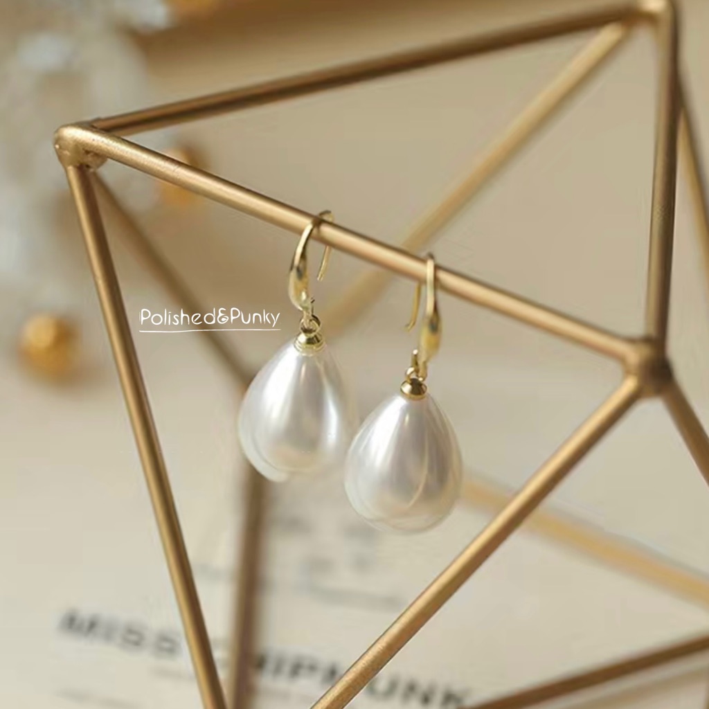 White Pearl 18 Kt Gold Plated Earrings  Gold Earrings  Pearl Earrings In Box